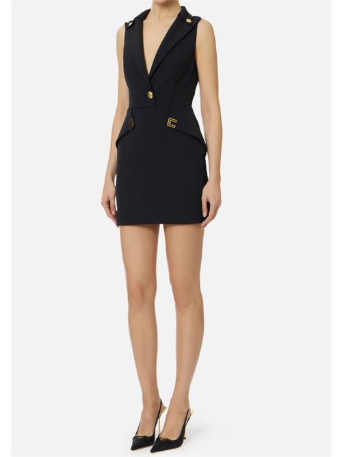 DOUBLE-LAYER STRETCH CREPE MINI DRESS ELISABETTA FRANCHI | AB92461E2110 nero